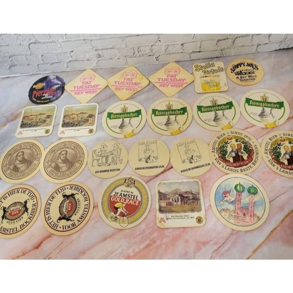 Unbranded Dining Lot Of 24 Vintage Cardboard Beer Coasters Assorted